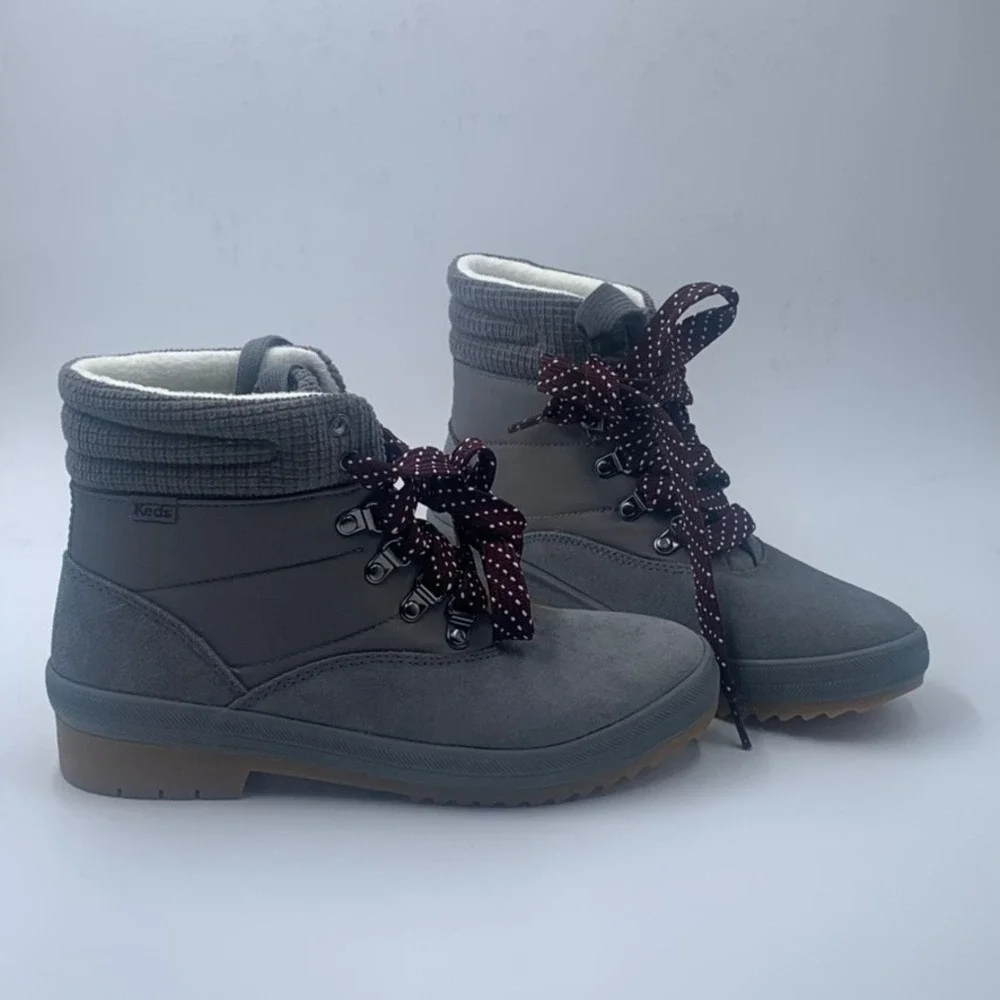 Keds Camp Boot Womens 7.5 Gray Suede Water Resistant Thinsulate Ankle WH65575